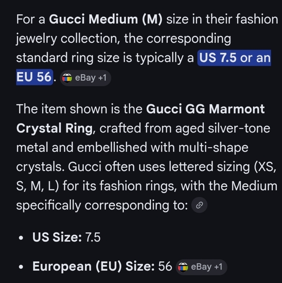 GUCCI RING SIZE MEDIUM - Picture 2 of 2